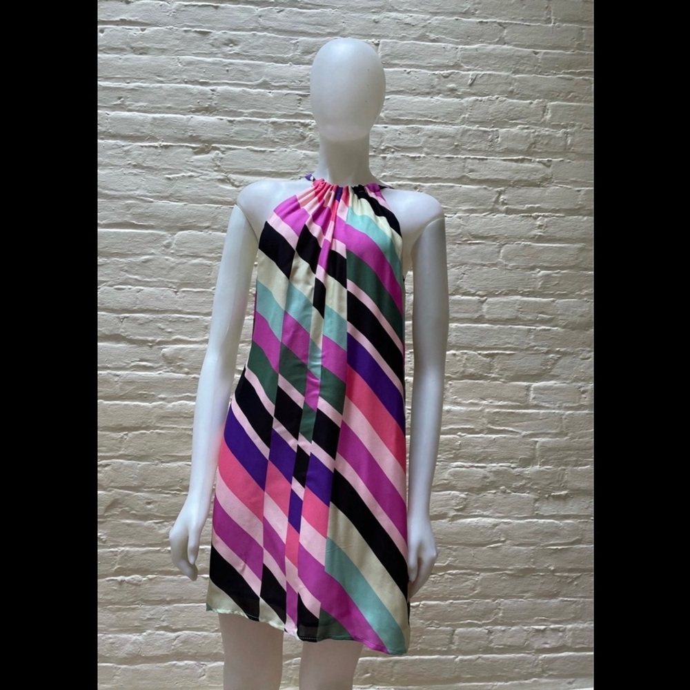 LN TRINA TURK Bright Striped Silk Shift Dress M